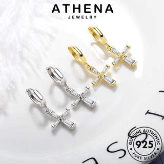 ATHENA JEWELRY เครื่องประดับ เกาหลี เงิน โกลด์ ข้าม ต่างหู แท้ ห่วง แฟชั่น ไดมอนด์ ผู้หญิง ต้นฉบับ ตุ้มหู 925 มอยส์ซาไนท์ เครื่องประดับ Silver หนีบ E1333