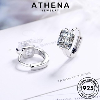 ATHENA JEWELRY เงิน ต้นฉบับ เกาหลี เครื่องประดับ สี่เหลี่ยม มอยส์ซาไนท์ โกลด์ หนีบ แท้ แฟชั่น ต่างหู ผู้หญิง ห่วง ตุ้มหู Silver ไดมอนด์ เครื่องประดับ 925 E1338