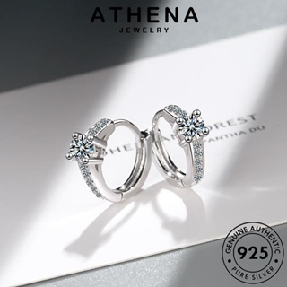 ATHENA JEWELRY ห่วง มอยส์ซาไนท์ไดมอนด์ ต่างหู Silver แท้ ต้นฉบับ เกาหลี หนีบ ผู้หญิง 925 แฟชั่น สี่เหลี่ยม เครื่องประดับ ตุ้มหู เครื่องประดับ เงิน E1386