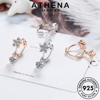 ATHENA JEWELRY เครื่องประดับ 925 เกาหลี แท้ ต้นฉบับ ดอกไม้ ห่วง ตุ้มหู มอยส์ซาไนท์ เครื่องประดับ ผู้หญิง หนีบ โกลด์ เงิน Silver แฟชั่น ไดมอนด์ ต่างหู E1387