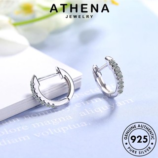 ATHENA JEWELRY เครื่องประดับ แฟชั่น ห่วง เครื่องประดับ ตุ้มหู ไดมอนด์ มอยส์ซาไนท์ วงกลม แท้ ต้นฉบับ เงิน เกาหลี โกลด์ Silver 925 ต่างหู หนีบ ผู้หญิง E1388