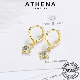 ATHENA JEWELRY ผู้หญิง เกาหลี Silver หนีบ 925 ต่างหู ห่วง เครื่องประดับ แฟชั่น มอยส์ซาไนท์ โกลด์ แท้ ฟ้าผ่า เครื่องประดับ ไดมอนด์ ตุ้มหู เงิน ต้นฉบับ E1389