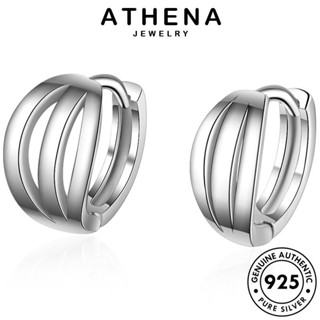 ATHENA JEWELRY 925 ผู้หญิง เครื่องประดับ ต่างหู หนีบ แฟชั่น เงิน เครื่องประดับ เส้นสามชั้น เกาหลี Silver ตุ้มหู ทอง แท้ ห่วง ต้นฉบับ E1390