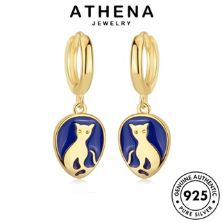 ATHENA JEWELRY เกาหลี แฟชั่น ผู้หญิง 925 แมว เครื่องประดับ เงิน แท้ ตุ้มหู ทอง ต้นฉบับ เครื่องประดับ ห่วง Silver หนีบ ต่างหู E1401