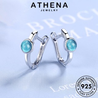 ATHENA JEWELRY แฟชั่น เครื่องประดับ เครื่องประดับ ผู้หญิง เกาหลี 925 แท้ ตุ้มหู Silver ห่วง กลม ต้นฉบับ ต่างหู อความารีน เงิน หนีบ E1410