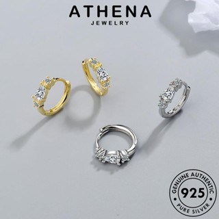 ATHENA JEWELRY ผู้หญิง ต้นฉบับ เกาหลี หนีบ ต่างหู แท้ ห่วง วงกลม เงิน ตุ้มหู แฟชั่น เครื่องประดับ เครื่องประดับ Silver ทองไพลิน 925 E1378