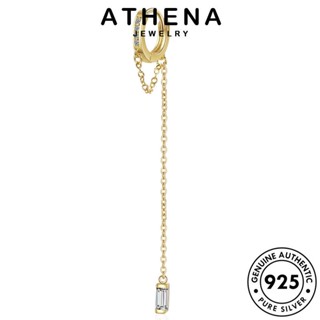 ATHENA JEWELRY 925 พู่ เงิน โกลด์ แฟชั่น เกาหลี เครื่องประดับ ห่วง Silver แท้ ต่างหู มอยส์ซาไนท์ ไดมอนด์ ตุ้มหู ต้นฉบับ เครื่องประดับ ผู้หญิง หนีบ E1384