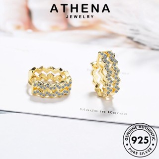 ATHENA JEWELRY เครื่องประดับ เกาหลี มอยส์ซาไนท์ ไดมอนด์ โกลด์ ผู้หญิง Silver เงิน ต้นฉบับ ต่างหู 925 หนีบ แฟชั่น ห่วง แท้ คลื่น ตุ้มหู เครื่องประดับ E1452