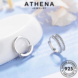 ATHENA JEWELRY เกาหลี สองชั้น มอยส์ซาไนท์ไดมอนด์ ต่างหู หนีบ ห่วง เงิน แฟชั่น เครื่องประดับ Silver ตุ้มหู 925 ผู้หญิง ต้นฉบับ แท้ เครื่องประดับ E1453