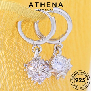 ATHENA JEWELRY หนีบ ผู้หญิง เกาหลี แฟชั่น ต้นฉบับ เครื่องประดับ 925 ต่างหู แท้ ตุ้มหู มอยส์ซาไนท์ไดมอนด์ กลม ห่วง เงิน เครื่องประดับ Silver E1463