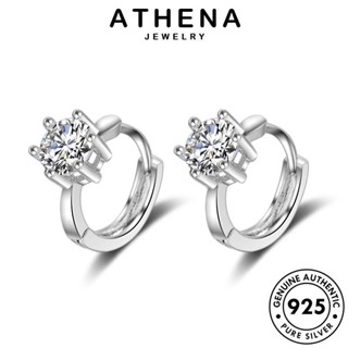 ATHENA JEWELRY เกาหลี Silver ห่วง เครื่องประดับ ต่างหู มอยส์ซาไนท์ไดมอนด์ กลม หนีบ เงิน แท้ ผู้หญิง เครื่องประดับ ตุ้มหู 925 ต้นฉบับ แฟชั่น E1467