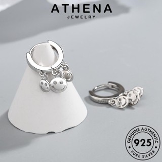 ATHENA JEWELRY เกาหลี ใบหน้าที่ยิ้ม 925 เครื่องประดับ แฟชั่น ตุ้มหู เครื่องประดับ แท้ ต้นฉบับ ห่วง หนีบ เงิน ผู้หญิง Silver ต่างหู E1426