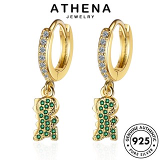 ATHENA JEWELRY เครื่องประดับ มอยส์ซาไนท์ 925 ตุ้มหู เงิน ไดมอนด์ ต้นฉบับ ผู้หญิง Silver ต่างหู เกาหลี แฟชั่น ไดโนเสาร์ตัวเล็ก ห่วง โกลด์ เครื่องประดับ แท้ หนีบ E1438