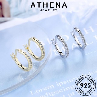 ATHENA JEWELRY เครื่องประดับ Silver หนีบ เกาหลี กลม ห่วง 925 ต้นฉบับ เงิน ไดมอนด์ โกลด์ แท้ เครื่องประดับ ผู้หญิง มอยส์ซาไนท์ ตุ้มหู แฟชั่น ต่างหู E1439