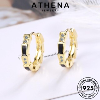 ATHENA JEWELRY แฟชั่น ไดมอนด์ หนีบ ต้นฉบับ เครื่องประดับ เงิน ผู้หญิง 925 Silver ตุ้มหู ต่างหู เกาหลี แท้ ห่วง เครื่องประดับ โกลด์ กลม มอยส์ซาไนท์ E1484