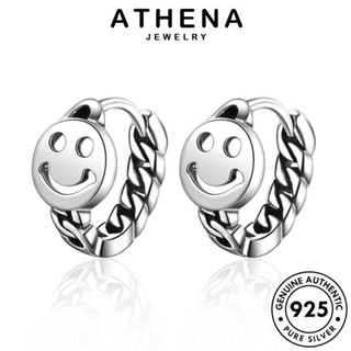 ATHENA JEWELRY 925 เงิน Silver แฟชั่น ผู้หญิง เครื่องประดับ เครื่องประดับ ตุ้มหู เกาหลี หนีบ ต่างหู แท้ ต้นฉบับ ห่วง ใบหน้าที่ยิ้ม E1486