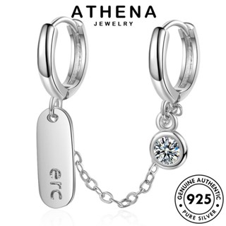 ATHENA JEWELRY ต้นฉบับ ห่วง แฟชั่น หนีบ เครื่องประดับ ต่างหู เครื่องประดับ ตุ้มหู เงิน ผู้หญิง ป้ายสี่เหลี่ยม มอยส์ซาไนท์ไดมอนด์ Silver แท้ เกาหลี 925 E1472