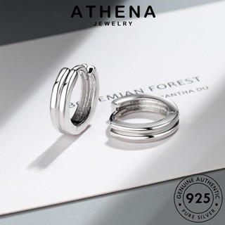 ATHENA JEWELRY สองชั้น เครื่องประดับ แฟชั่น ต้นฉบับ ตุ้มหู เกาหลี เงิน ห่วง 925 เครื่องประดับ แท้ หนีบ ต่างหู ผู้หญิง Silver E1476