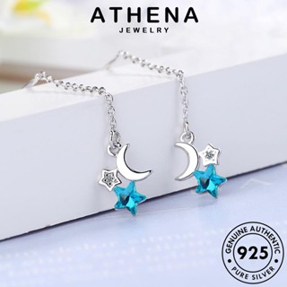 ATHENA JEWELRY แท้ ดาวเดือน ห่วง 925 แฟชั่น เครื่องประดับ อความารีน ต้นฉบับ เงิน Silver ต่างหู เครื่องประดับ เกาหลี ผู้หญิง หนีบ ตุ้มหู E1559