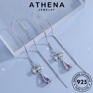 ATHENA JEWELRY หนีบ ตุ้มหู เกาหลี แท้ ต้นฉบับ ผู้หญิง เครื่องประดับ ดอกไม้ Silver 925 เงิน เครื่องประดับ แฟชั่น ต่างหู ห่วง พลอยสีม่วง E1553