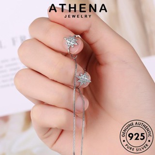 ATHENA JEWELRY มอยส์ซาไนท์ไดมอนด์ เครื่องประดับ ห่วง หนีบ Silver แฉก ต่างหู 925 แฟชั่น ต้นฉบับ เกาหลี ผู้หญิง เงิน เครื่องประดับ ตุ้มหู แท้ E1555