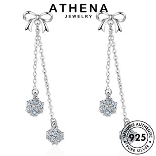 ATHENA JEWELRY Silver เครื่องประดับ มอยส์ซาไนท์ไดมอนด์ ตุ้มหู หนีบ ต่างหู ผู้หญิง เกาหลี หูกระต่าย เงิน 925 ห่วง ต้นฉบับ เครื่องประดับ แฟชั่น แท้ E1611