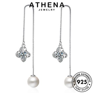 ATHENA JEWELRY 925 ห่วง เกาหลี ผู้หญิง โคลเวอร์สี่ใบ แท้ ต่างหู เครื่องประดับ แฟชั่น Silver ไข่มุก ต้นฉบับ หนีบ เครื่องประดับ ตุ้มหู เงิน E1635