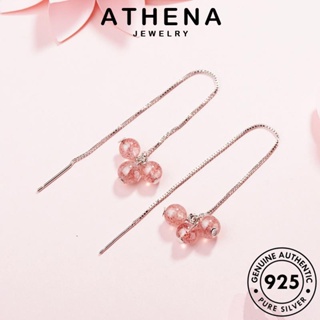 ATHENA JEWELRY เกาหลี เครื่องประดับ ต่างหู ผู้หญิง แฟชั่น ตุ้มหู 925 Silver เงิน กลม หนีบ เครื่องประดับ ห่วง ต้นฉบับ แท้ คริสตัลเพชรสีชมพู E1651