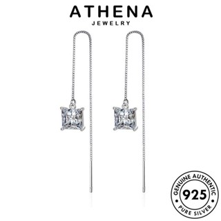 ATHENA JEWELRY หนีบ ห่วง แฟชั่น Silver แท้ ผู้หญิง มอยส์ซาไนท์ไดมอนด์ เครื่องประดับ ตุ้มหู ต่างหู เกาหลี เครื่องประดับ เงิน สี่เหลี่ยม ต้นฉบับ 925 E1601