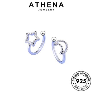 ATHENA JEWELRY ต้นฉบับ Silver เครื่องประดับ หนีบ 925 ดาวเดือน เครื่องประดับ ผู้หญิง ต่างหู แท้ แฟชั่น ห่วง เกาหลี เงิน ตุ้มหู E1693