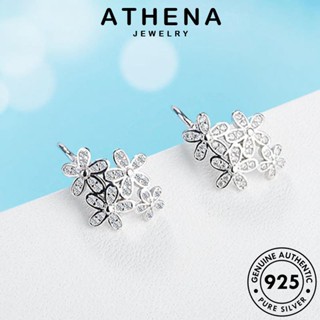 ATHENA JEWELRY แฟชั่น เครื่องประดับ หนีบ เงิน ต้นฉบับ เครื่องประดับ มอยส์ซาไนท์ ต่างหู ตุ้มหู ห่วง แท้ ดอกไม้ Silver ผู้หญิง ไดมอนด์ 925 โกลด์ เกาหลี E1707