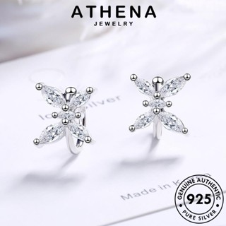 ATHENA JEWELRY 925 ต้นฉบับ แฟชั่น ตุ้มหู ห่วง หนีบ มอยส์ซาไนท์ไดมอนด์ เงิน เครื่องประดับ แท้ Silver ผู้หญิง หูกระต่าย ต่างหู เกาหลี เครื่องประดับ E1708