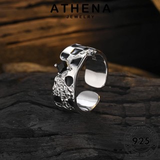 ATHENA JEWELRY เครื่องประดับ เงิน กระดานหมากรุกง่ายๆ แท้ เกาหลี 925 เครื่องประดับ แบล็คไดมอนด์ออบซิเดียน แหวน ต้นฉบับ Silver ผู้หญิง แฟชั่น R13