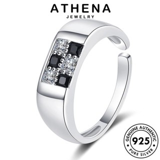 ATHENA JEWELRY แท้ แฟชั่น กระดานหมากรุกเดิม Silver แบล็คไดมอนด์ออบซิเดียน เกาหลี เครื่องประดับ แหวน ผู้หญิง 925 ต้นฉบับ เงิน เครื่องประดับ R26