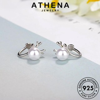 ATHENA JEWELRY ไข่มุก เกาหลี ต่างหู ห่วง ตุ้มหู เครื่องประดับ หนีบ เงิน 925 ต้นฉบับ เครื่องประดับ แฟชั่น กวาง แท้ Silver ผู้หญิง E1720