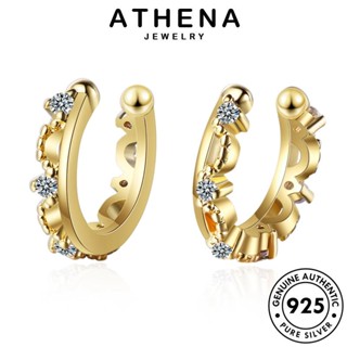 ATHENA JEWELRY ต้นฉบับ มอยส์ซาไนท์ หนีบ ผู้หญิง ห่วง เครื่องประดับ เกาหลี แฟชั่น แท้ ต่างหู ตุ้มหู เครื่องประดับ ไดมอนด์ 925 โกลด์ Silver เงิน กลม E1733