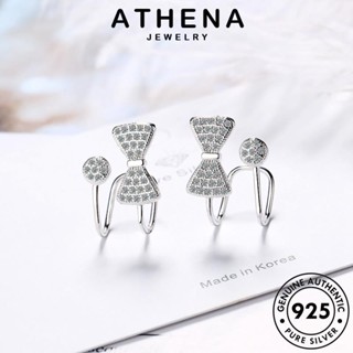 ATHENA JEWELRY เกาหลี ผู้หญิง หูกระต่าย เครื่องประดับ ตุ้มหู แฟชั่น ต้นฉบับ มอยส์ซาไนท์ไดมอนด์ 925 เงิน เครื่องประดับ หนีบ ห่วง แท้ ต่างหู Silver E1734