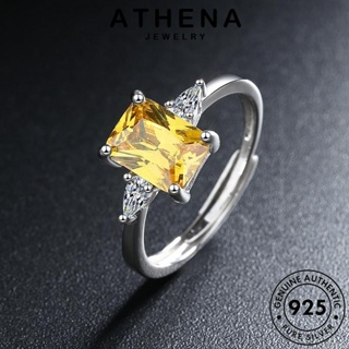 ATHENA JEWELRY แหวน แฟชั่น เครื่องประดับ ซิทริน ตารางสด เครื่องประดับ Silver ผู้หญิง เงิน ต้นฉบับ 925 แท้ เกาหลี R63