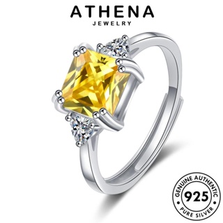 ATHENA JEWELRY แหวน ซิทริน Silver เงิน เครื่องประดับ แฟชั่น 925 ตารางสด ต้นฉบับ เครื่องประดับ ผู้หญิง เกาหลี แท้ R66