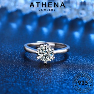 ATHENA JEWELRY มอยส์ซาไนท์ไดมอนด์ เครื่องประดับ หกกรงเล็บคลาสสิก แหวน เงิน ต้นฉบับ 925 Silver เกาหลี แท้ แฟชั่น เครื่องประดับ ผู้หญิง R77