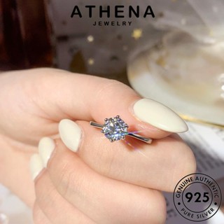 ATHENA JEWELRY ผู้หญิง แหวน มอยส์ซาไนท์ไดมอนด์ แฟชั่น เงิน 925 Silver แท้ เครื่องประดับ แฟชั่นหกกรงเล็บ เครื่องประดับ ต้นฉบับ เกาหลี R85