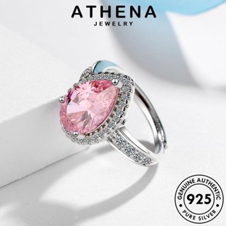 ATHENA JEWELRY ทรงหยดน้ำ เครื่องประดับ แฟชั่น Silver เครื่องประดับ ต้นฉบับ คริสตัลเพชรสีชมพู เกาหลี เงิน 925 แท้ แหวน ผู้หญิง R92