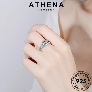 ATHENA JEWELRY Silver แหวน เกาหลี ผู้หญิง 925 ต้นฉบับ แฟชั่น มอยส์ซาไนท์ไดมอนด์ สี่เหลี่ยม เครื่องประดับ เครื่องประดับ เงิน แท้ R96