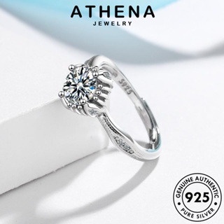 ATHENA JEWELRY เงิน แฟชั่น เกาหลี แท้ ต้นฉบับ เครื่องประดับ สี่เหลี่ยม มอยส์ซาไนท์ไดมอนด์ ผู้หญิง เครื่องประดับ 925 Silver แหวน R98