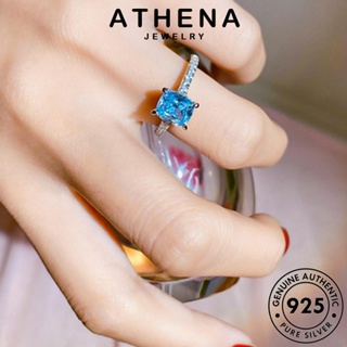 ATHENA JEWELRY เงิน ผู้หญิง แท้ แหวน เครื่องประดับ อความารีน แฟชั่น ต้นฉบับ ตารางง่ายๆ เกาหลี เครื่องประดับ Silver 925 R112