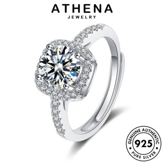 ATHENA JEWELRY 925 Silver แหวน เครื่องประดับ เกาหลี ต้นฉบับ แท้ มอยส์ซาไนท์ไดมอนด์ เงิน ผู้หญิง เครื่องประดับ เจ้าหญิงแฟชั่น แฟชั่น R72