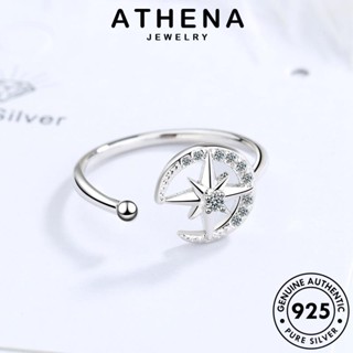 ATHENA JEWELRY 925 ผู้หญิง เครื่องประดับ Silver แท้ ดวงจันทร์ที่เรียบง่าย ต้นฉบับ เกาหลี มอยส์ซาไนท์ไดมอนด์ เครื่องประดับ แฟชั่น แหวน เงิน R152