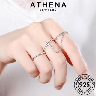 ATHENA JEWELRY 925 เกาหลี แฟชั่น เงิน แท้ เครื่องประดับ ต้นฉบับ เครื่องประดับ ข้าม ไดมอนด์ Silver ผู้หญิง โกลด์ แหวน มอยส์ซาไนท์ R158