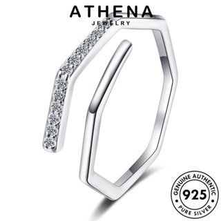 ATHENA JEWELRY ต้นฉบับ ผู้หญิง มอยส์ซาไนท์ไดมอนด์ แหวน เครื่องประดับ 925 เกาหลี เครื่องประดับ แท้ Silver เรขาคณิต เงิน แฟชั่น R186