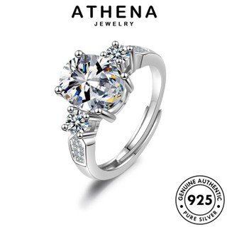 ATHENA JEWELRY ต้นฉบับ ผู้หญิง แท้ 925 วงรี เงิน เครื่องประดับ Silver แฟชั่น เกาหลี แหวน มอยส์ซาไนท์ไดมอนด์ เครื่องประดับ R201